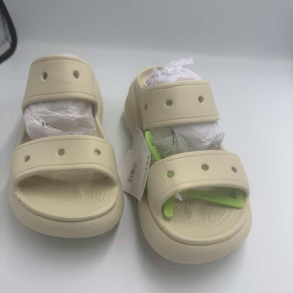 Crocs Classic Crush Sandal Bone Cream Unisex Size Women/9 Men/7 NEW